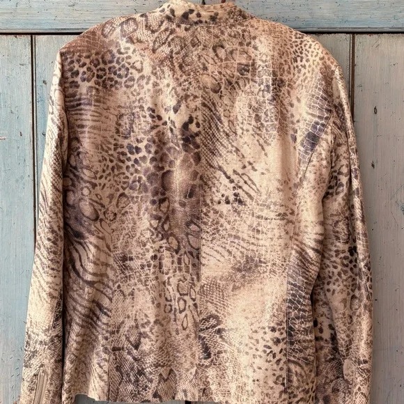 Chico's Animal Print Jacket - Cream & Brown with a touch of silver - Picture 8 of 12